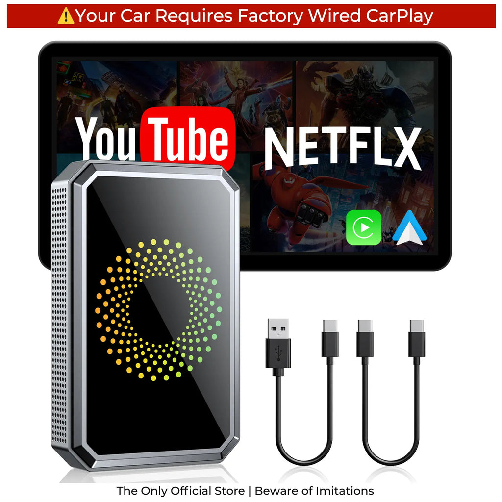 Wired CarPlay to Wireless Adapter - Built-in Android System for Netflix/YouTube/TikTok