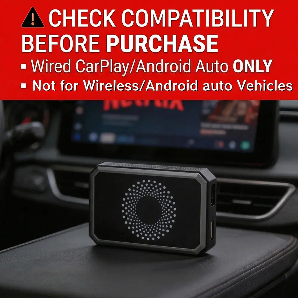 Wired CarPlay to Wireless Adapter - Built-in Android System for Netflix/YouTube/TikTok